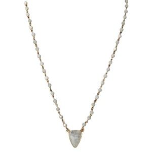 Moonstone Necklace 18 Inches in 14K Yellow Gold Over Sterling Silver 8.5”
